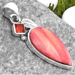 NEW! Pink Tulip Quartz & Garnet Necklace